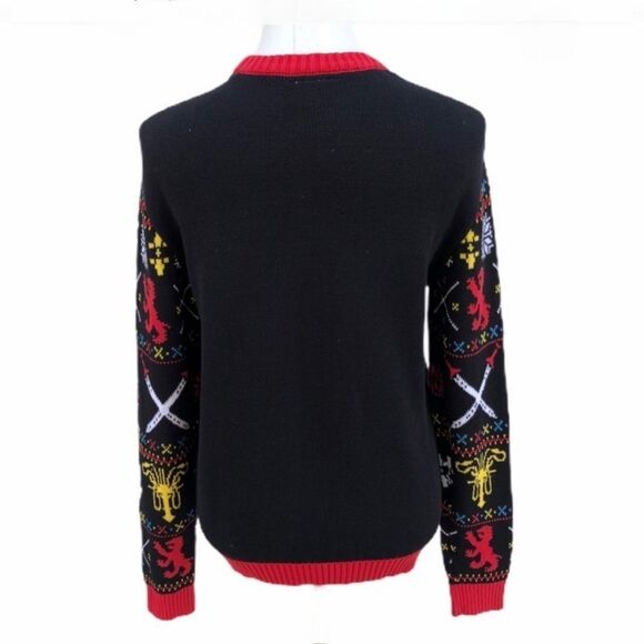Game of Thrones Sweater Womens Black Red Holiday Christmas Joy to the Realm MED - Picture 5 of 7